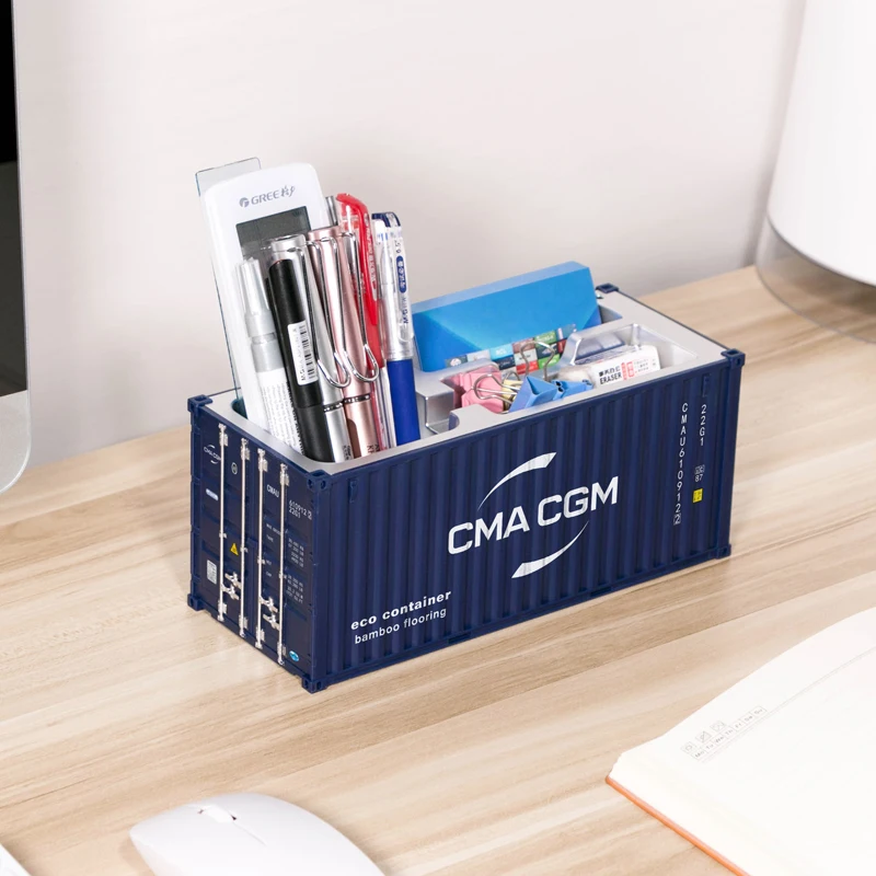 Multifunctional Pen Holder Business Card Box 1:30 Mini Shipping Container Model Desk Organizer Essential Creative Gift Custom