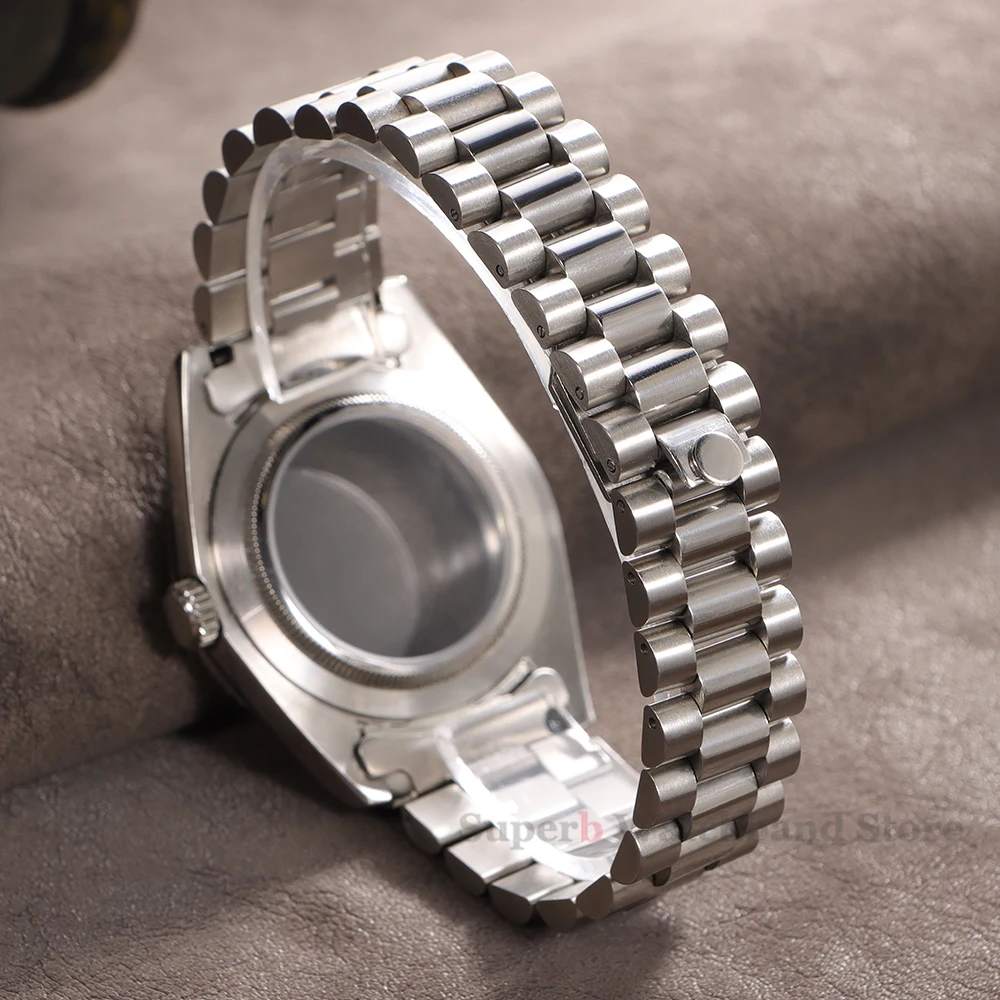 Pulseira de metal sólido de 20 mm para Rolex com extremidade curvada pulseira de aço inoxidável para fivela presidencial de ostra para homens prata ouro