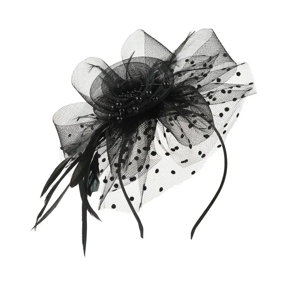 Mesh Flowers Feathers Hat Hair Accessories Organza Fascinators Hat with Hair Clip Bridal Headwear Cocktail Wedding view 3