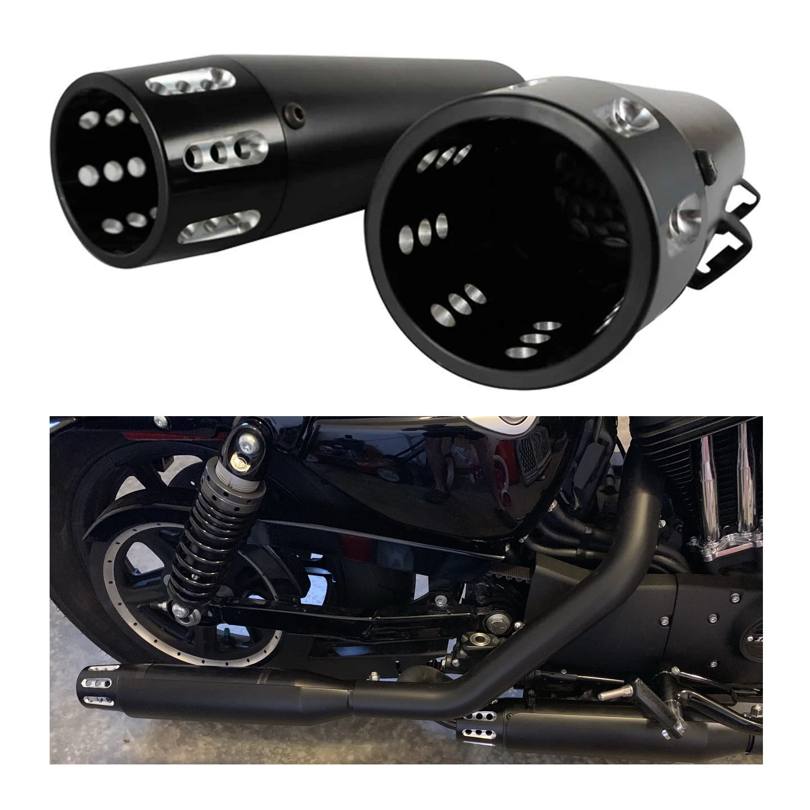 

SHARKROAD 3" Slip-on Mufflers for Harley Sportster Exhaust System Upgrade,Compatiable with for 2014-Up Sportster Models,Black