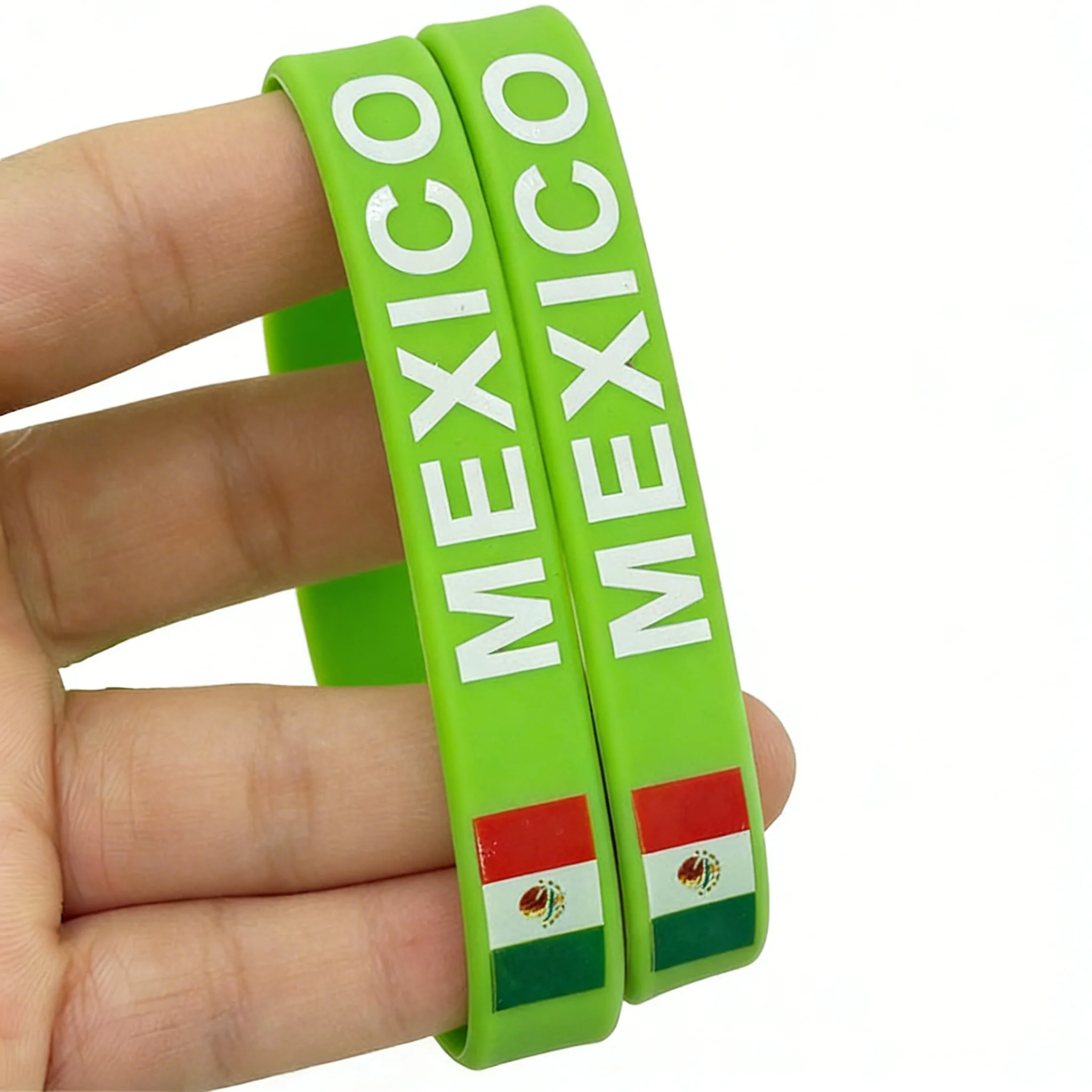 100PCS Mexico Flag Silicone Wristband, 2026 North America Football Match Fan Souvenir, Soccer Cheer Accessory Bracelet