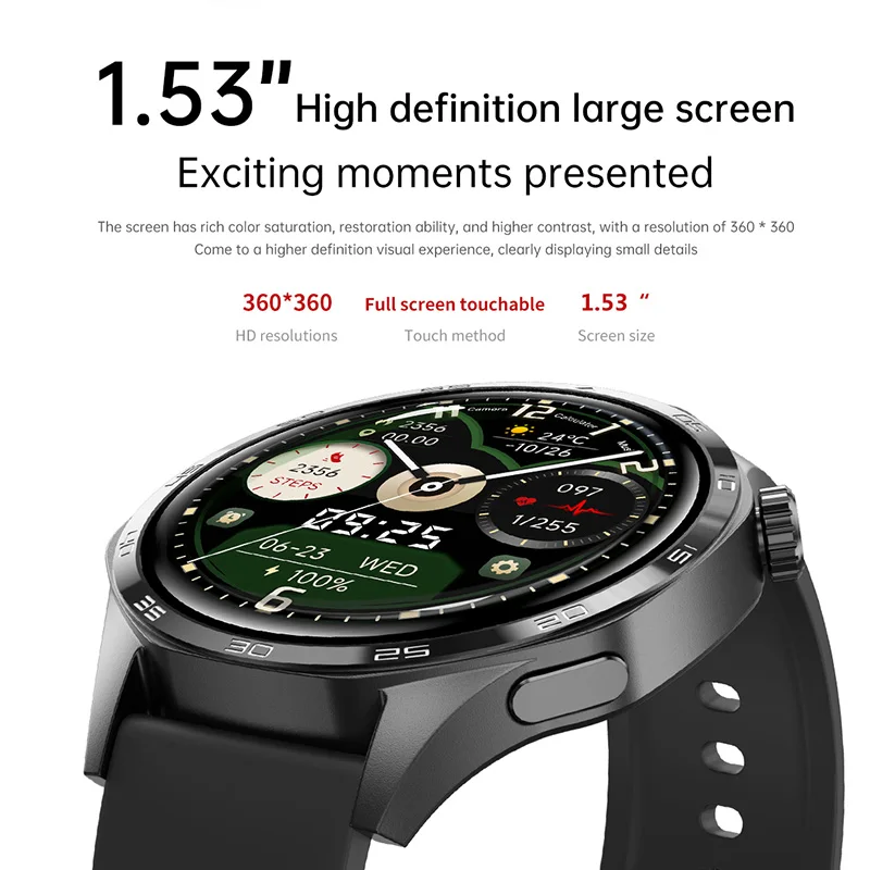 Heren sporthorloge 5 Pro Smart Watch 1,53 "NFC GPS Motion Tracks Kompas Bluetooth-oproepen Bloeddruk SpO2 Hartslag Smartwatch