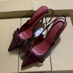 Butterfly-Knot Ladies High Heeled Sandals Elegant Pointed Toe Modern Wedding Slingbacks Footwear Summer Office Shoes for Women
