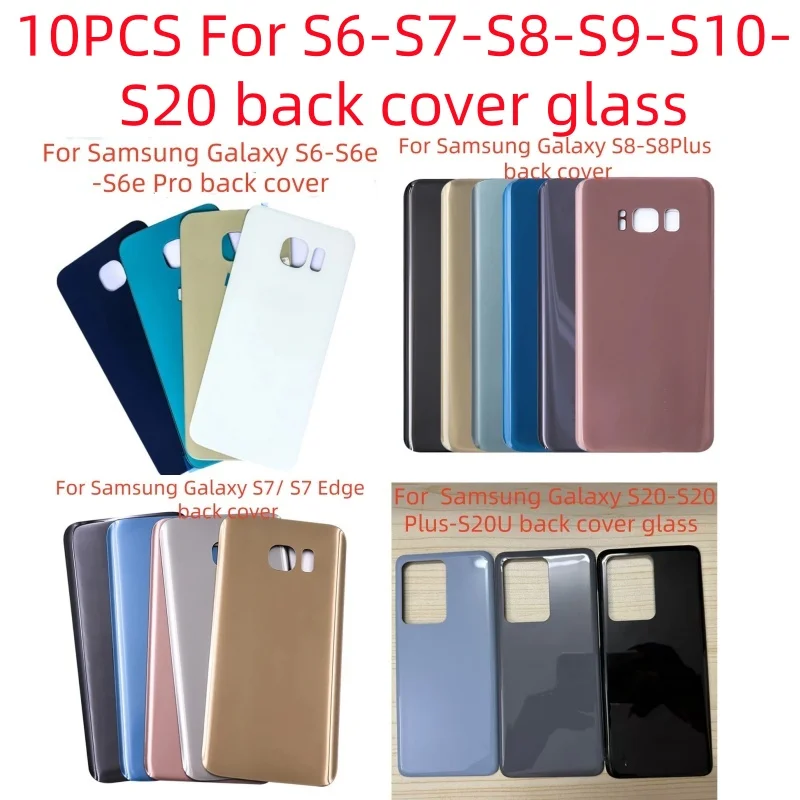 10PCS For Samsung Galaxy S6/S7/S8/S9/S10/S20 Edge Plus 5G Ultra Glass Panel Battery Back Cover Rear Door Housing Case Replac