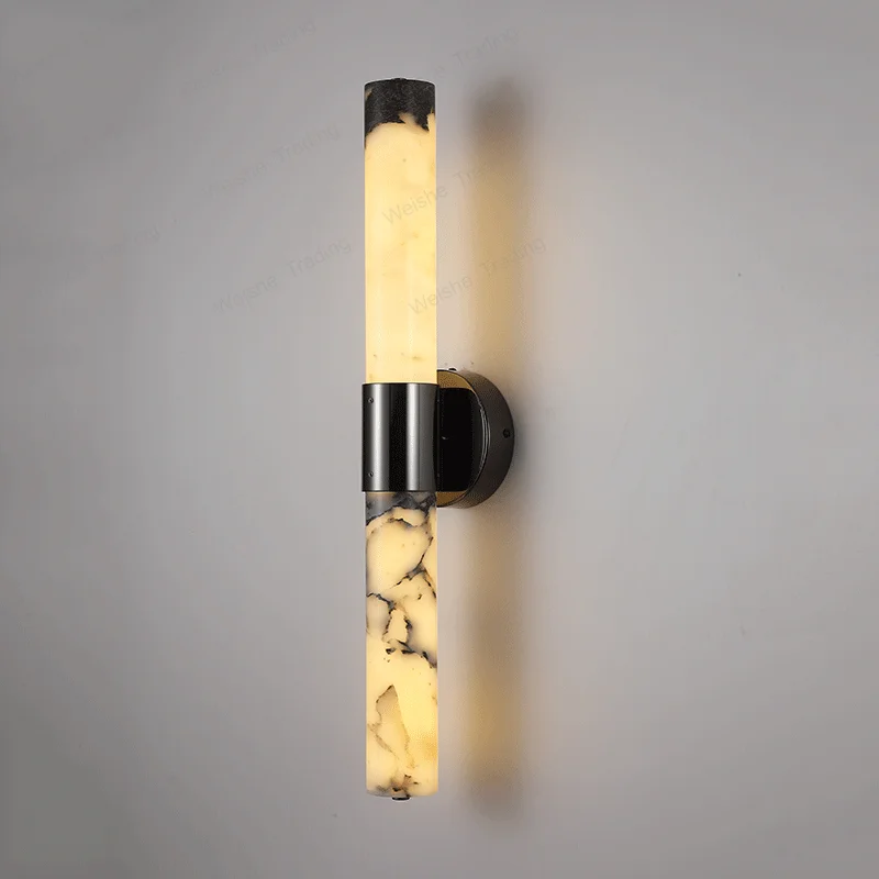 

Long Strip Marble Wall Lamp Italian Style Natural Stone Black Light Luxury Bedside Living Room Decoration Modern Wall Sconces