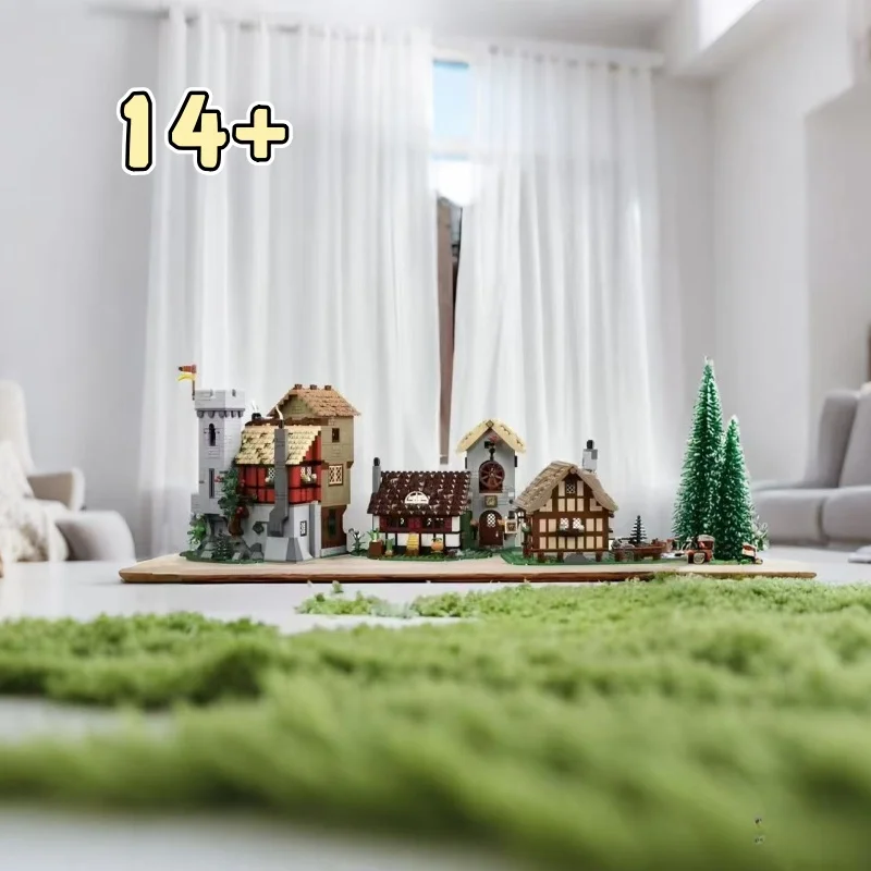 

3304PCS Home Decoration Medieval Town Square Compatible 10332 Desktop ornament European Architecture Creative Children's Adult
