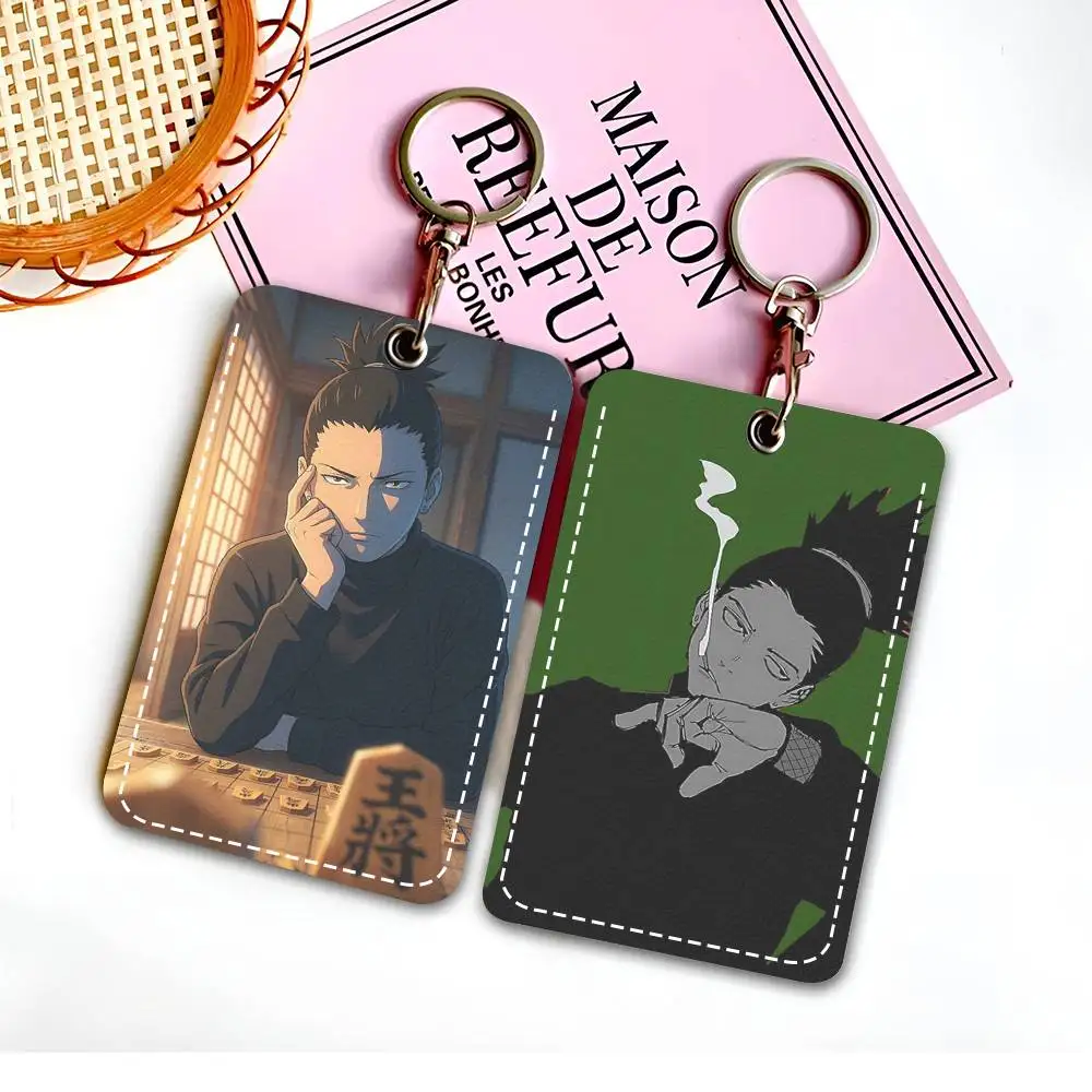 Anime-Charakter N-Nara S-Shikamaru Zugangskarten-Etui Schlüsselanhänger Schlüsselring Türzugangskarten-ID-Kartenhalter Schlüsselanhänger