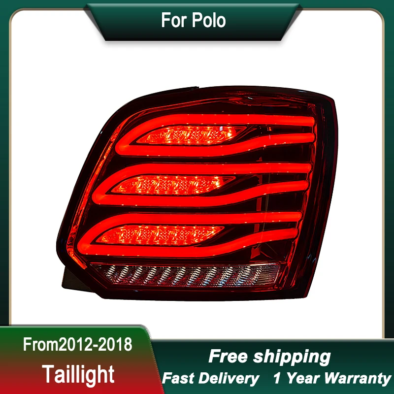 Car styling Tail Lights For VW Polo 2012-2018 new style FULL LED Brake Reverse Dynamic Signal Light  Light Tail Lamp Assembly