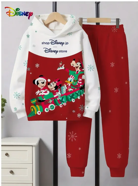 

Autumn and Winter Casual Hoodie Set Harajuku Y2k Disney Mickey Mouse Christmas Series Hooded Sweater Women's Retro Fashion Set
