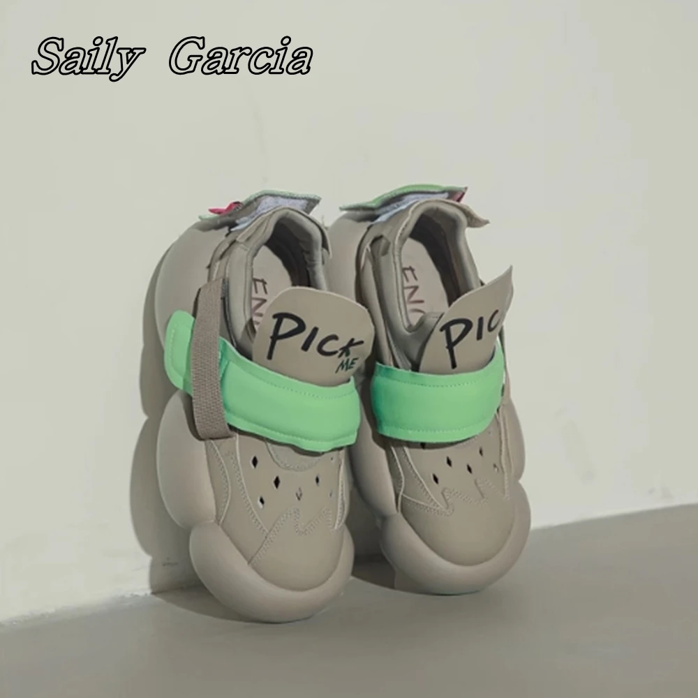 Round Toe Gradient ColorThick Bottom Women Sandals 2023 New Year Wild Mixed Color Bread Shoes wheel bottom Cool Girl Style Shoes image 2