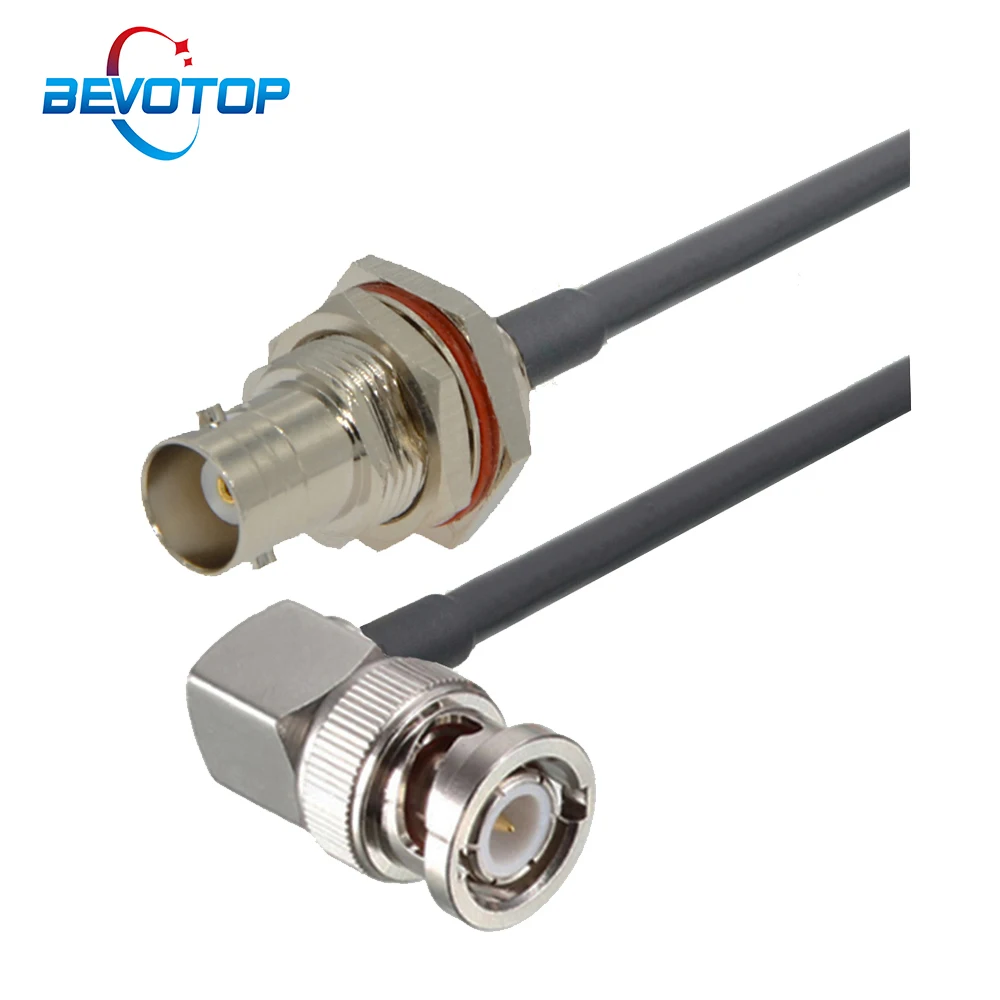 Waterdichte BNC Vrouwelijke Schot naar BNC Mannelijke Haakse RG58 Kabel 50 Ohm RF Coaxiale Pigtail CCTV Camera Verlengsnoer Jumper