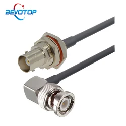 Waterproof BNC Female Bulkhead to BNC Male Right Angle RG58 Cable 50 Ohm RF Coaxial Pigtail CCTV Camera Extension Cord Jumper