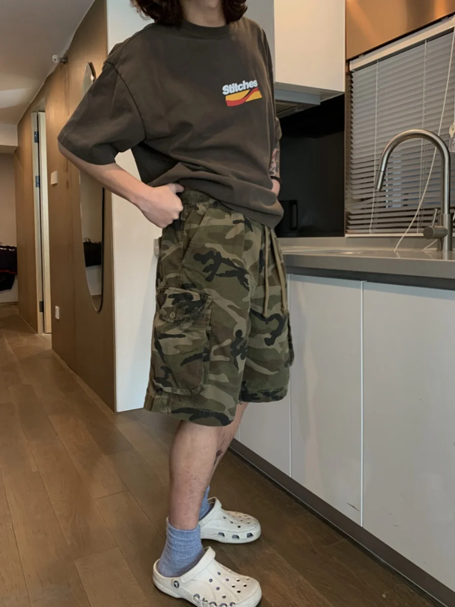 

American Retro Camouflage orts Men's Summer Trend Loose Five-Quarter Pants Women's Street Couples Casual Pants