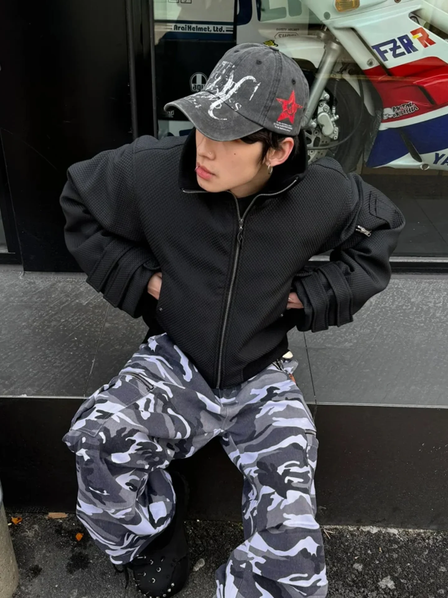 

Мужская куртка-бомбер Bla Bomber Jaet свободного кроя, осенняя новинка, в американском стиле, деконструктированная, рабочая одежда, ретро, на молнии