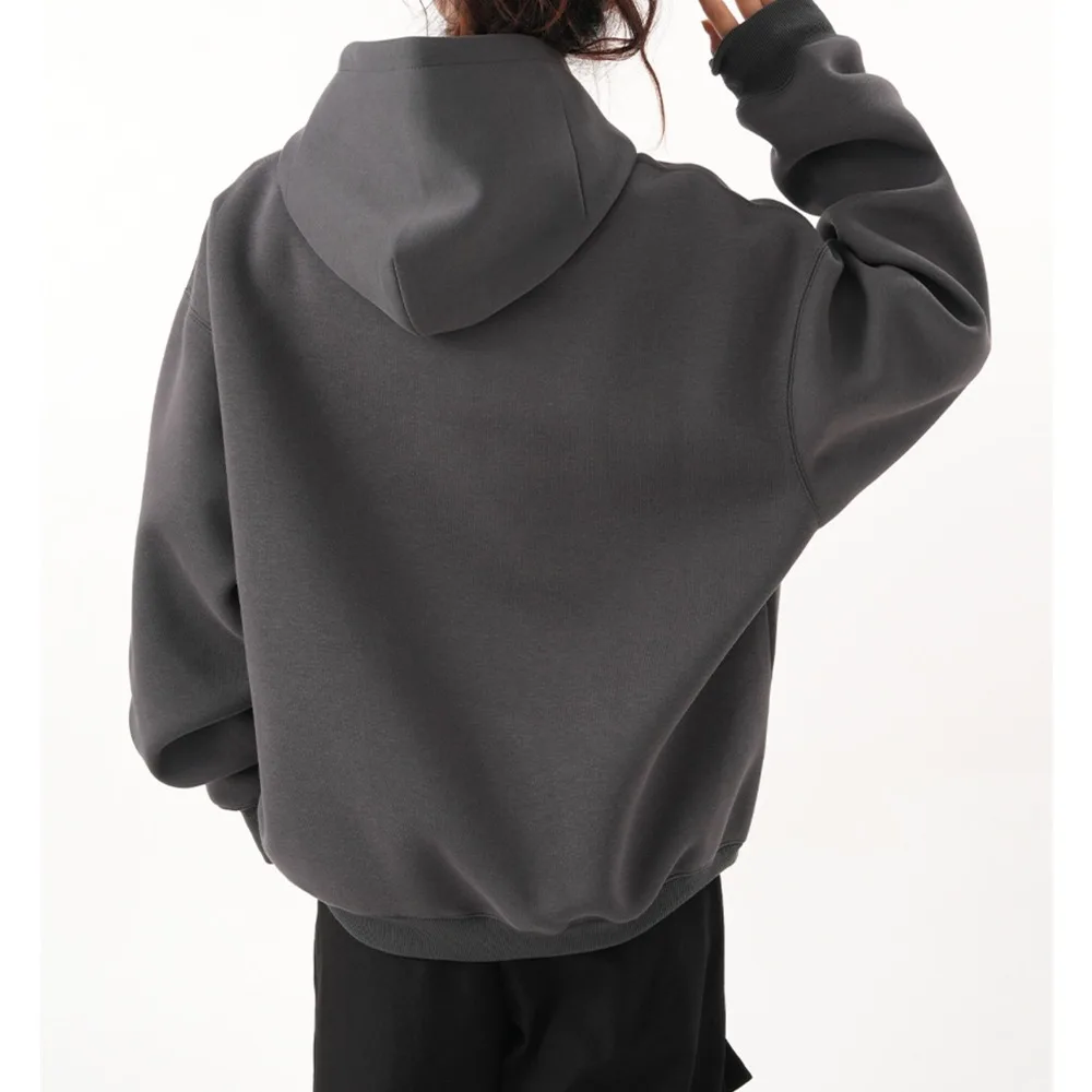 سويت شيرت بقلنسوة لكل من الرجال والنساء، قميص خريفي عصري فضفاض عالي الجودة بلون سادة #4