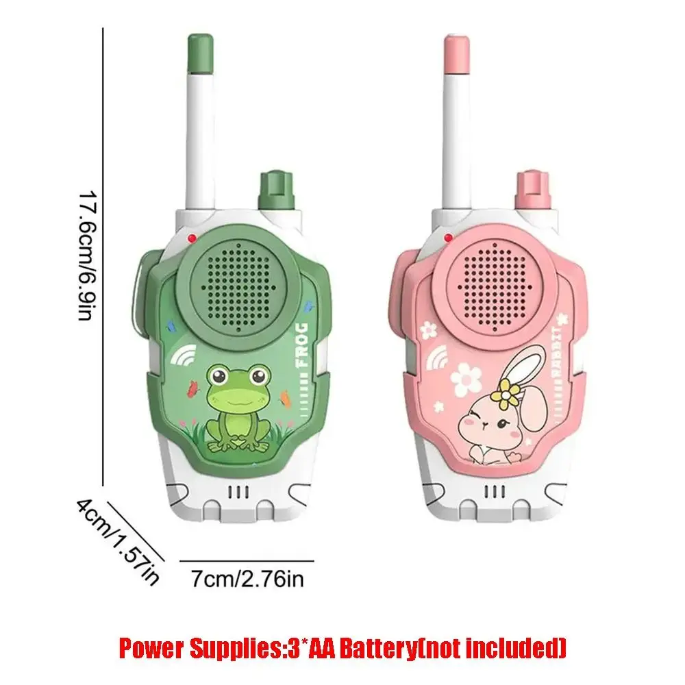 2Pcs Wireless Kids Walkie Talkie Toys Rabbit & Frog Cartoon Mini Handheld Walkie Talkie Transceiver with Hang Rope