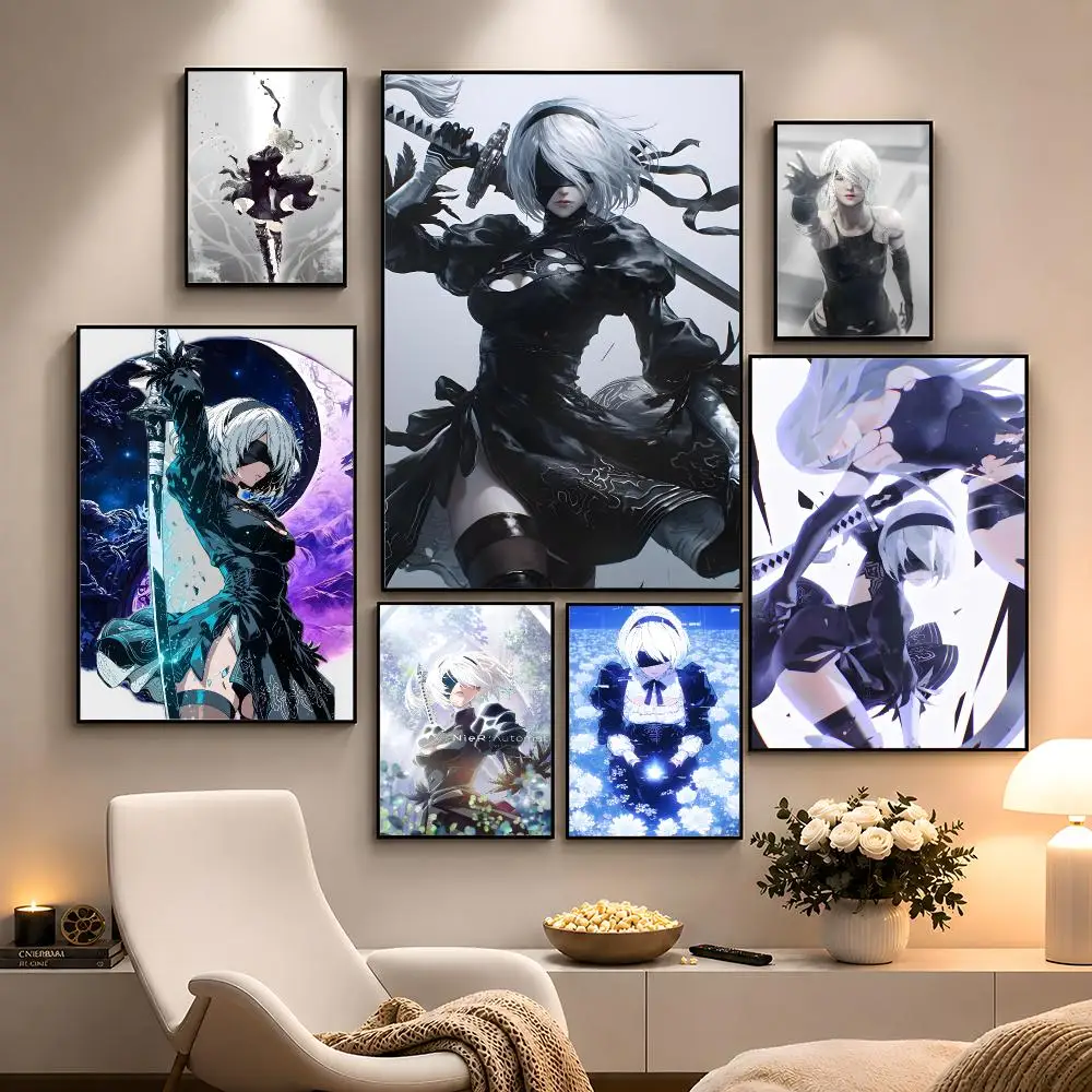 Game NieRr 2B A2 9S Android Action Poster Peel And Stick Wall Art PP Waterproof HD Bedroom Living Room Home Decor Gift