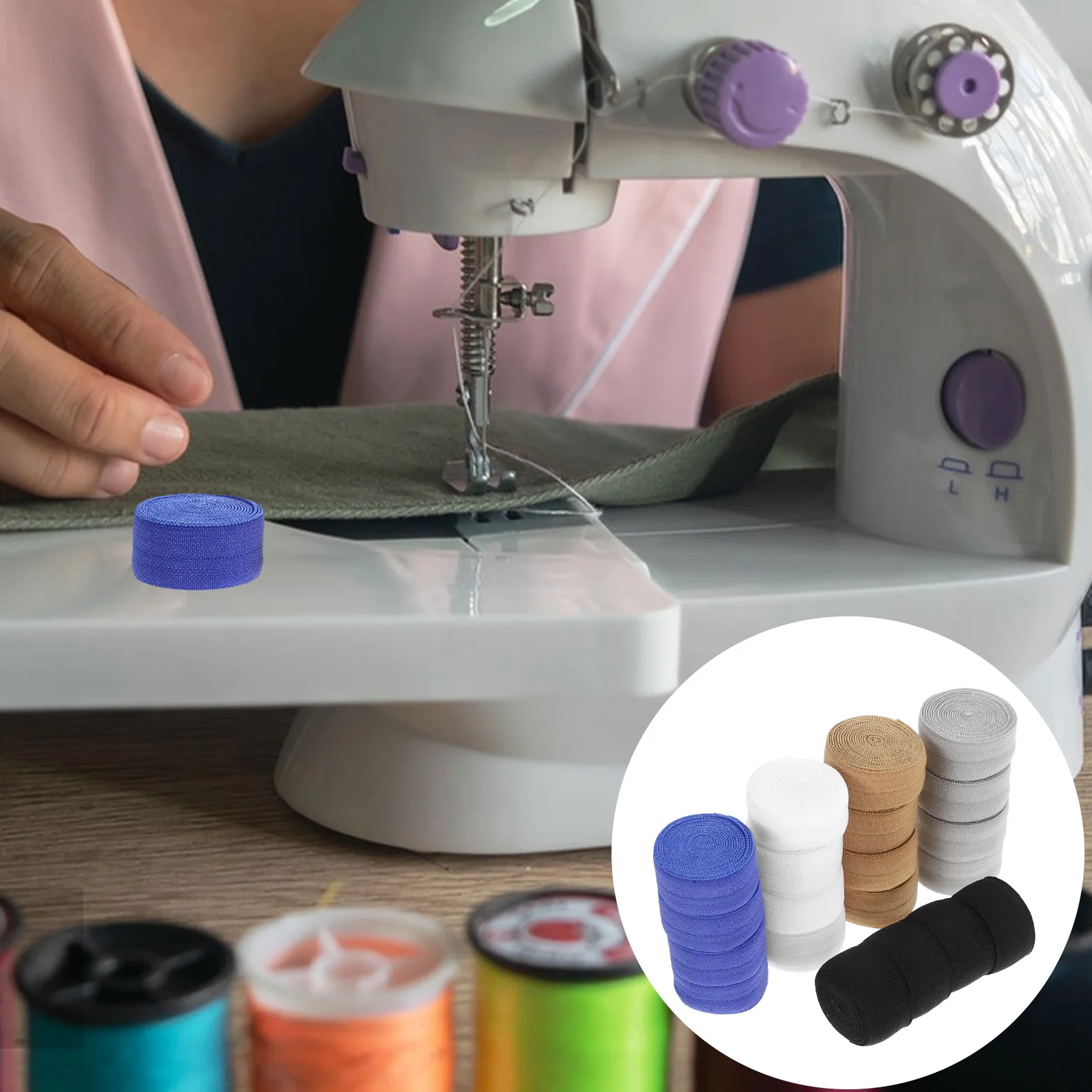 

20 Rolls Elastic Band Wide Elastic Ribbon 1.5cm Foldable Soft Stretch Strap for Sewing Waistband Clothing Sports Gear Crafts DIY