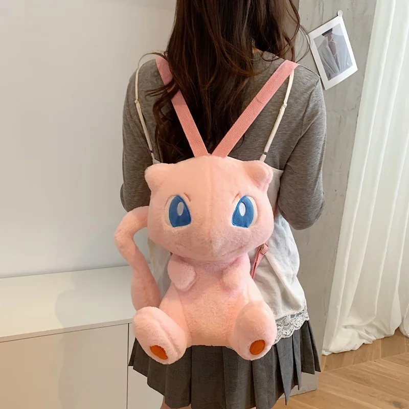 Cartoon Mew Sylveon Plüsch-Rucksack, weiche, flauschige, gefüllte Raichu-Umhängetasche für Studenten, tägliche Reiseaufbewahrung, Dekoration, Fans-Geschenke – Detail 5