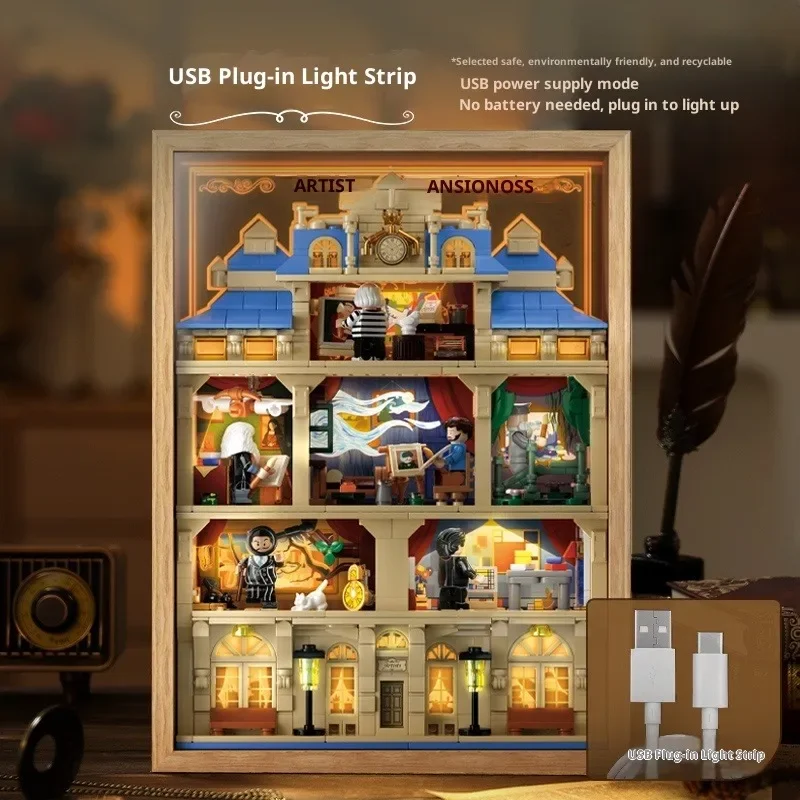 

Набор строительных блоков Master Night Lights: 3D-модель студии художника, конструктор из кирпичиков для взрослых и детей, креативный декор для комнаты, подарок