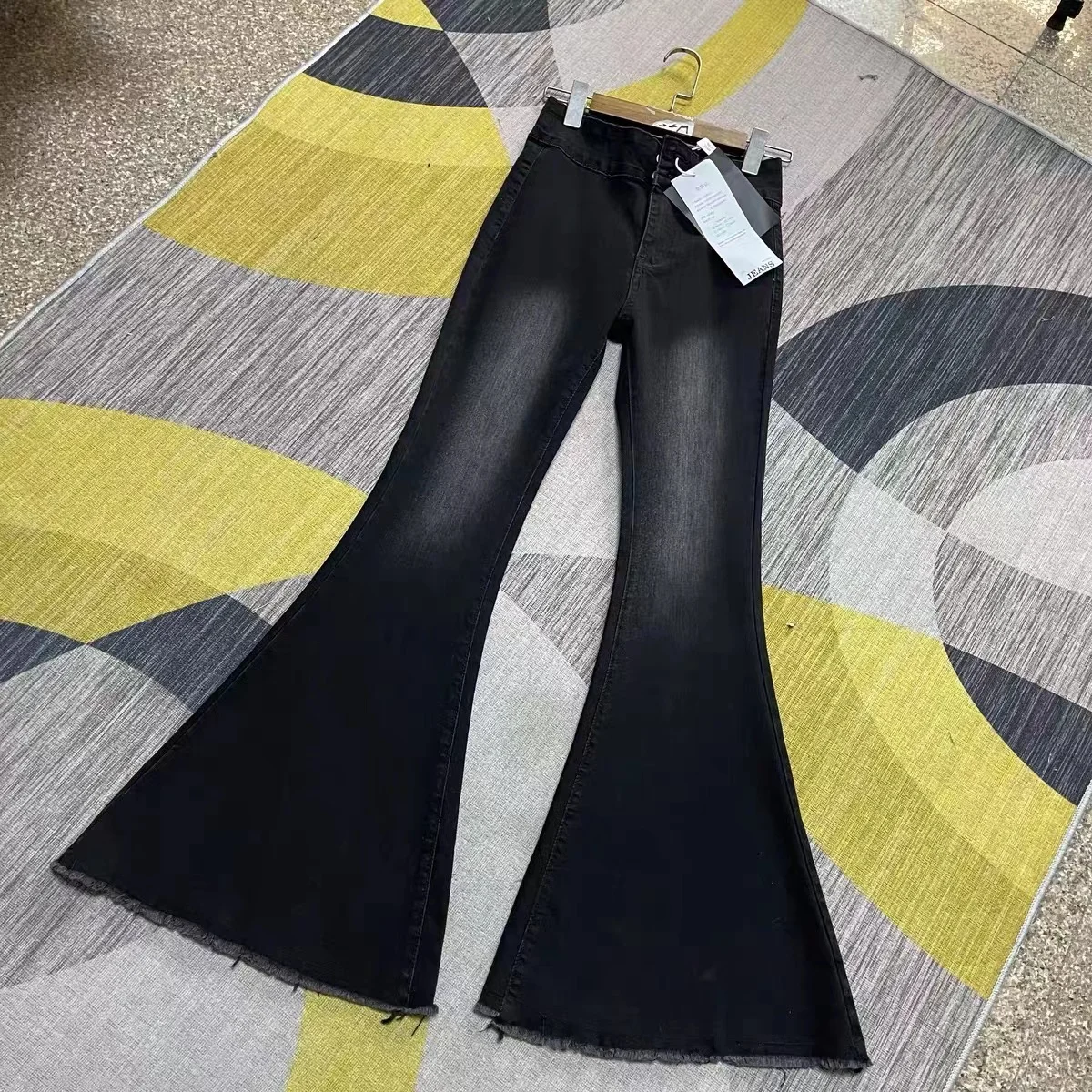 

Джинсы-клеш для женщин, одежда в центре города, узкие, тонкие, эластичные, удобные, из мягкой хлопчатобумажной ткани, женская одежда, джинсовая модная базовая одежда