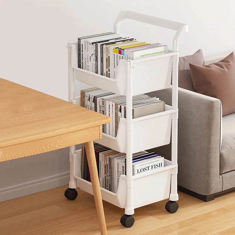 Mobile Storage Rack Trolley, Multi Storey Snacks Storage Rack, Mobile Rack Trolley Bookshelf, Mobile Storage Rack Trolley