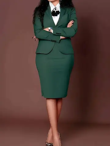 Conjunto de falda de traje de 2 piezas para mujer, traje de trabajo de oficina de negocios, chaquetas tipo blazer, trajes de falda de tubo midi