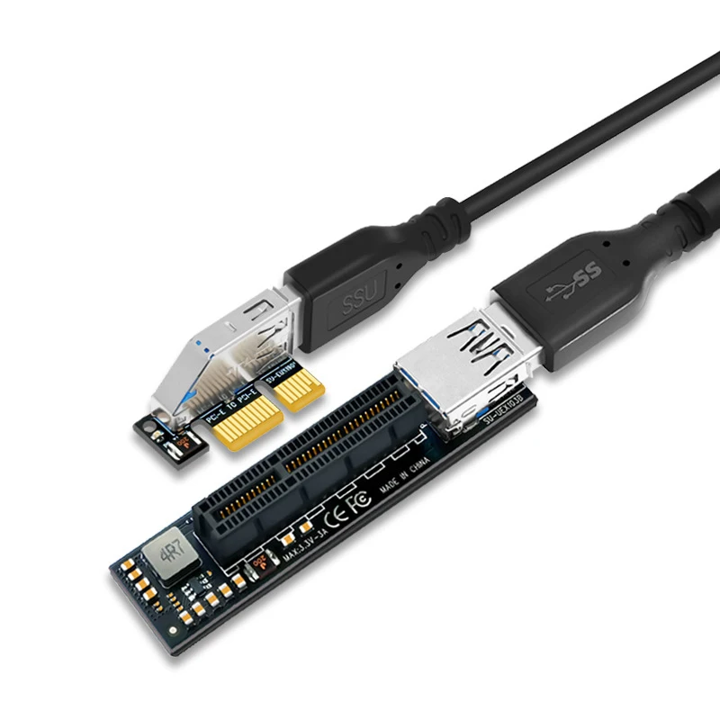 

Адаптер расширения для карт H1111Z, PCI-E Riser PCIE PCI-Express X1 к X4 Riser PCI E, Удлинительный адаптер с удлинителем 30 см, USB3.0