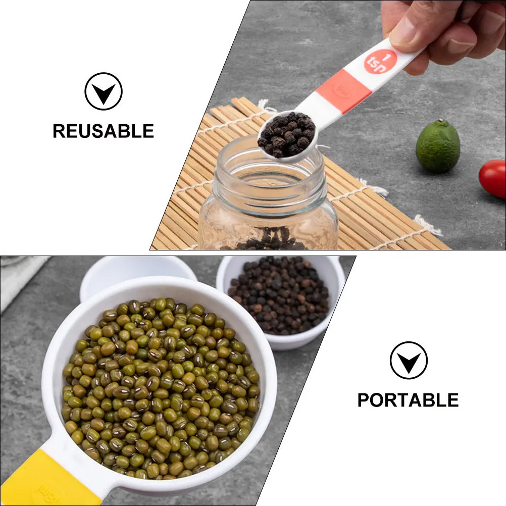 

1Set Measuring Spoons and Cups Set Plastic Reusable Stackable Accurate Baking Seasoning Multi-Function Tool