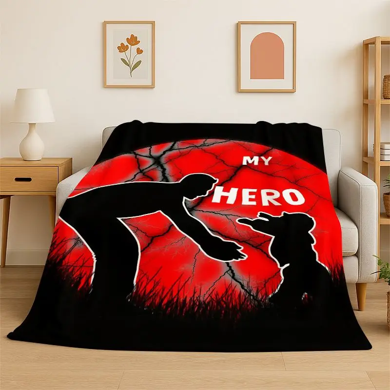 Gift Thanks To My Dad Father Letter Present Flannel Blanket Soft Throw Blanket for Bedroom Living Room Bed Travel Picnic Nap