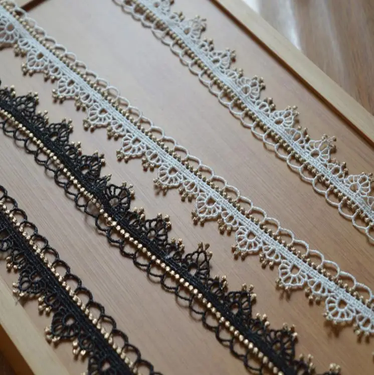 2 metri/lotto 2cm nero bianco goldsolubile in acqua ricamato pizzo rifiniture nastri fai da te fatti a mano vestiti artigianali accessori per cucire