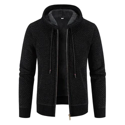 High Quality Winter Men Cardigan Sweater Thick Warm Hooded Casual Sweatercoat Mens Solid Zipper Knitted Cardigan Sweaters Men
