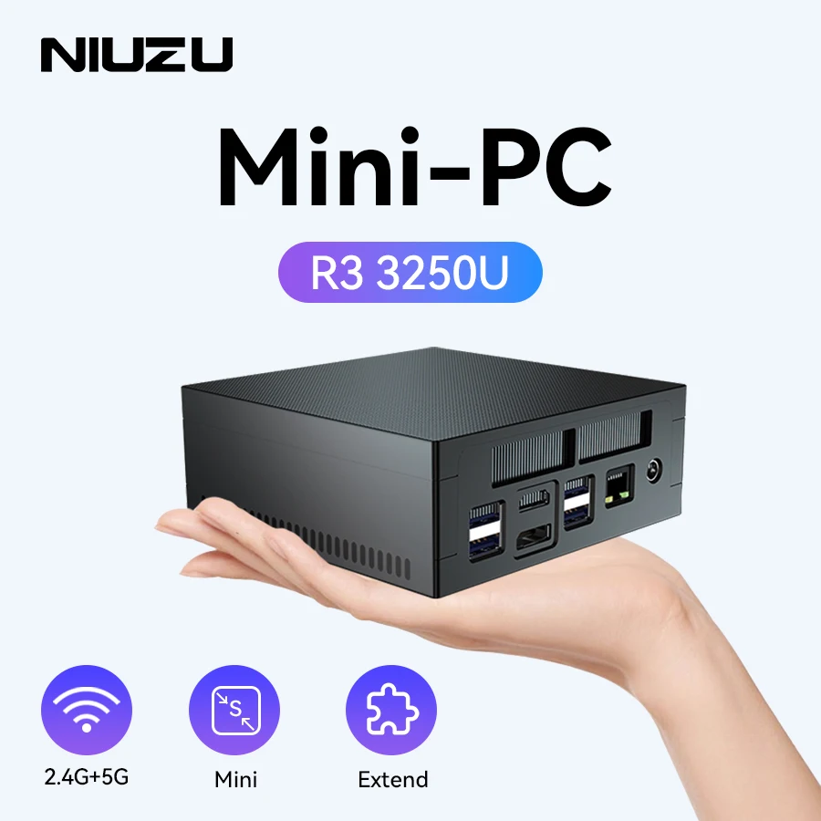 NIUZU-Mini PC AMD Ryzen 3 3250U, Ordenador de oficina, WiFi5, 16GB, 512GB, para juegos de escritorio, n100