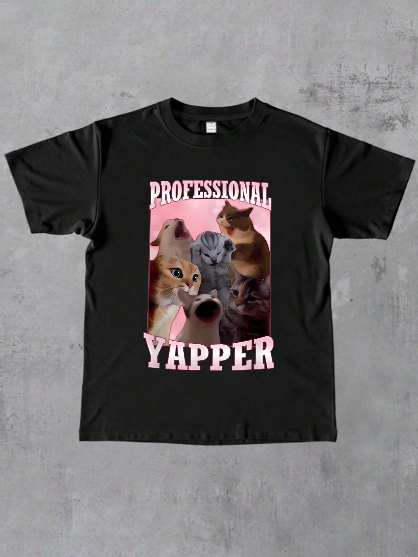 

PROFESSIONAL YAPPER letter pattern round neck plus size women T-shirt short sleeve trend printing elastic half sleeve T-shirt