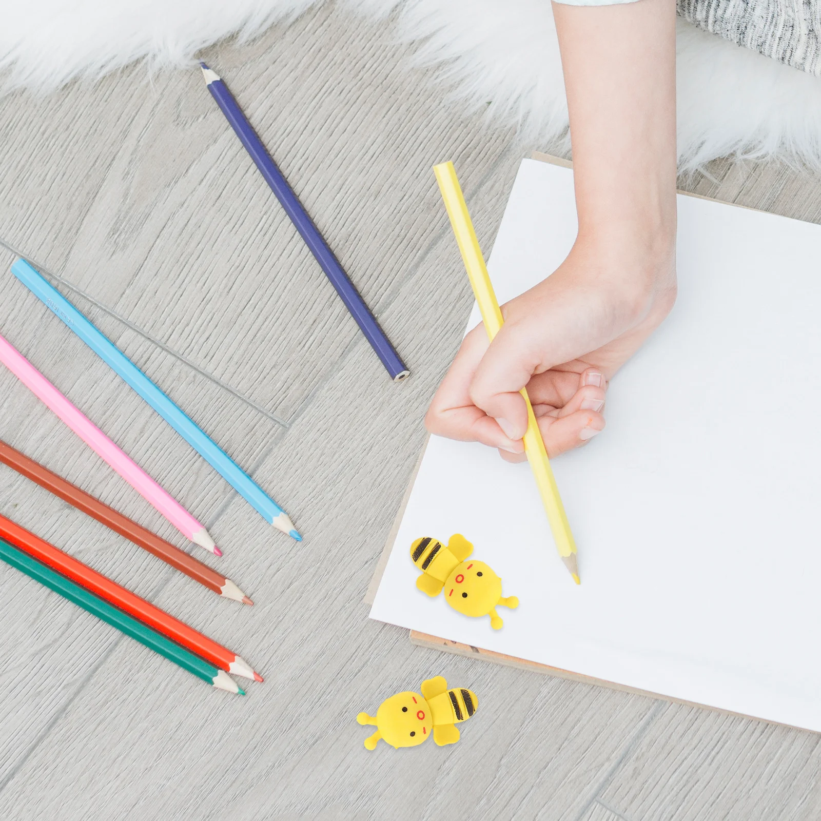 

30pcs Fun Rubber Erasers Cute For Yellow Learning Drawing Supplies Cartoon Students Stationery Small Erasers For