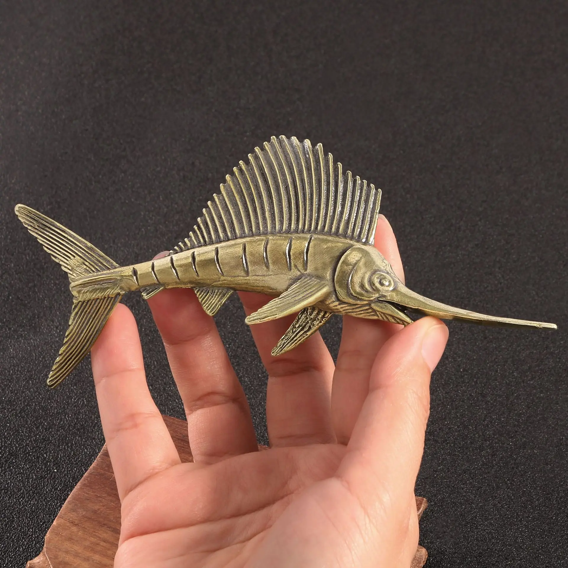 

Big Sailfish Brass Figurines Istiophorus Platypterus Marine Life Ornaments Desktop Decoration Retro Home Crafts Gifts