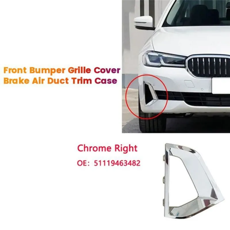 Mega Sale Car Front Bumper Grille Chrome Cover for BMW 5 Series G38 G30 G31 21-24 Air Duct Brake Case Trim Frame 51119463481 L