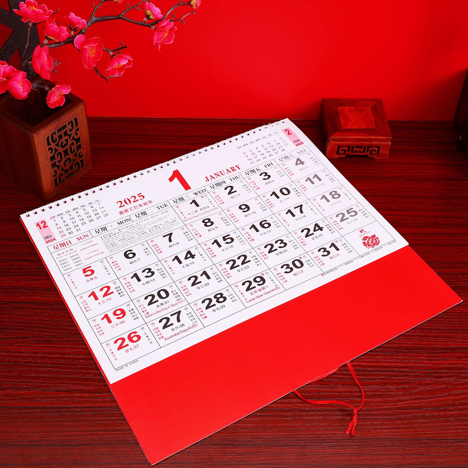 

2025 год змеи, настенный китайский лунный календарь для украшения домашнего офиса, подвесной ежедневный календарь, китайская тема года змеи