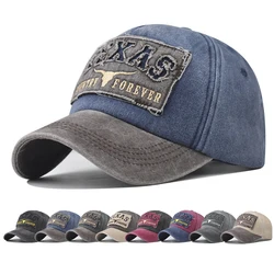 Baseball Cap Sun hat Retro-style Washed denim TEXAS Color matching Shut and run Spring Autumn baseball Hip Hop Fitted Cap