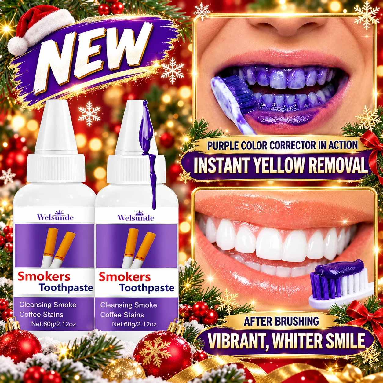 2 Packs Whitening Teeth Toothpaste, Gently Reduce Smoke & Coffee Stains, Toothpaste for Deep Cleaning & Brighter Smile, Purple Remineralizing Hydroxyapatite Toothpaste, with Minty Fresh Breath, Gentle on Gums, Ideal Oral Hygiene Gift for Women & Men