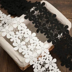 11cm Wide Lace Black White Silk Embroidery Lace Accessories Wedding Dress Skirt Trim Collar Fringe Laces Elastic Pink DIY Ribbon