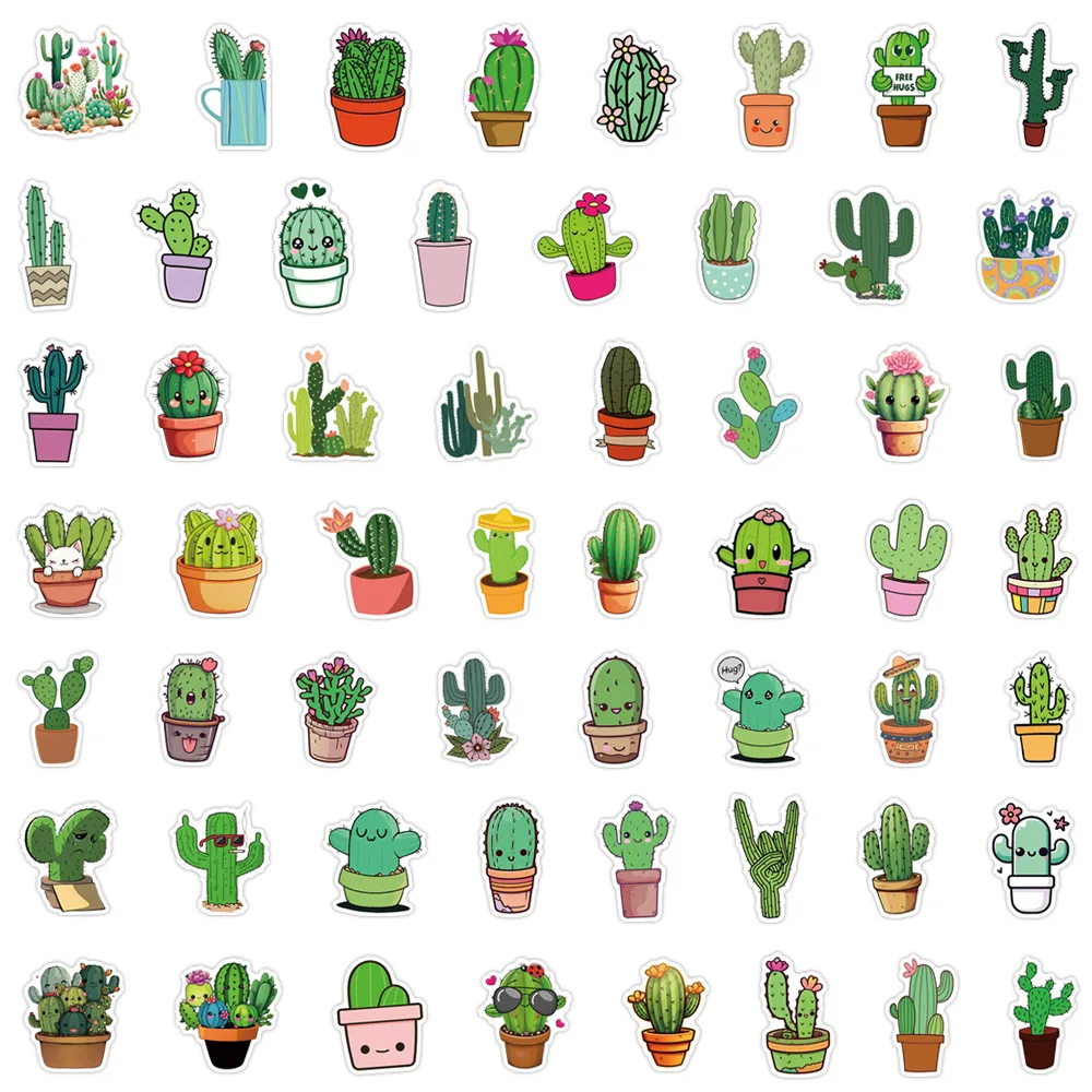 

55/110PCS Cartoon Cactus Funny Meme Sticker Cute Decoration DIY Refrigerator Scooter Mobile Case Waterproof Sticker Decal