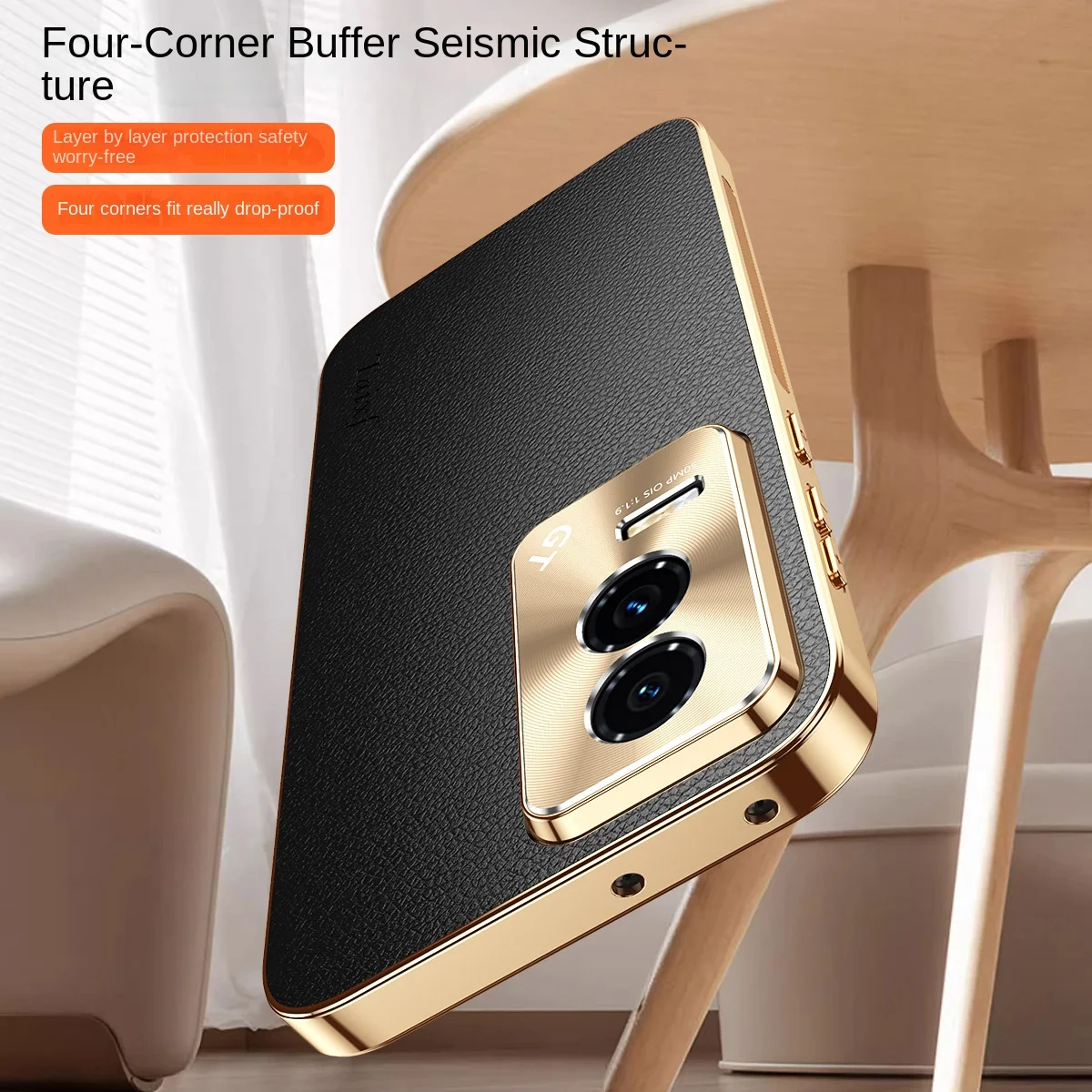 Luxury Vegan Leather Phone Case For Honor GT Case Lens Protection Electroplated Soft Edge Shockproof Back Cover