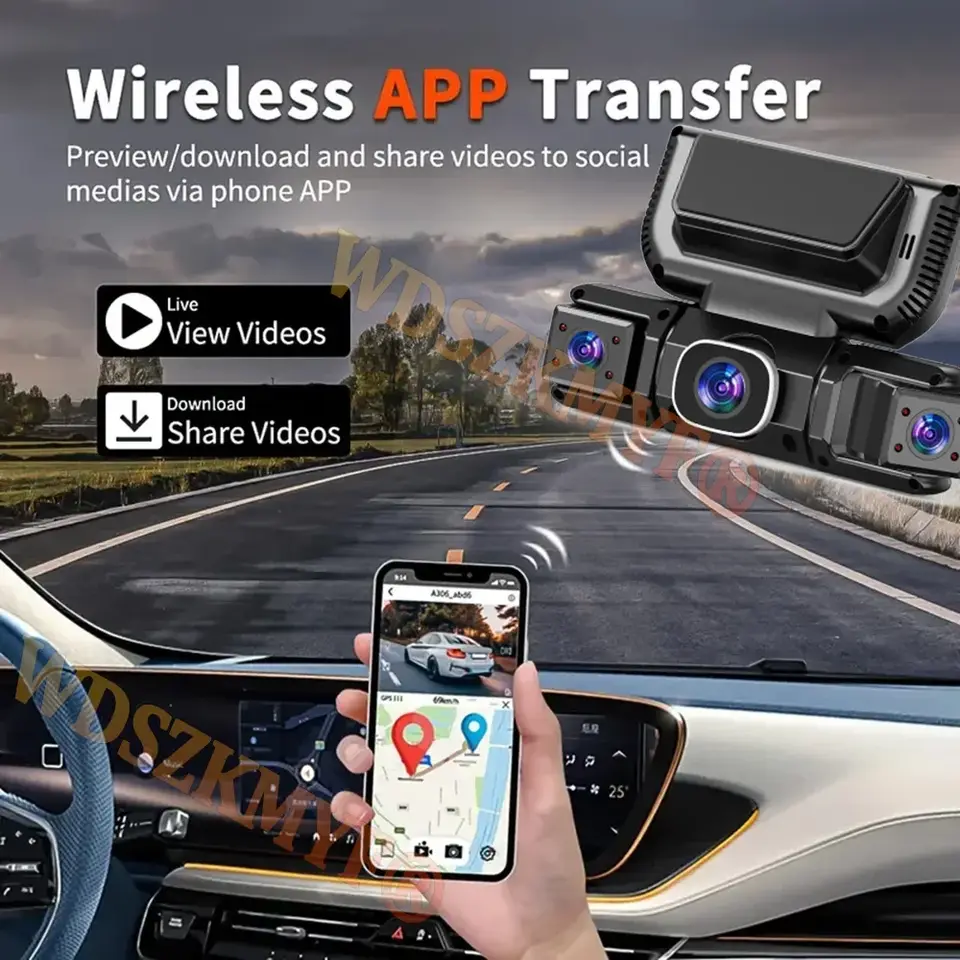 كاميرا سيارة 4 عدسات 360 درجة، مسجل فيديو 1080P، كاميرا لوحة قيادة WIFI، كاميرا أمامية يمنى ويسرى وخلفية، مراقبة وقوف السيارات 24 ساعة، هدية - 4