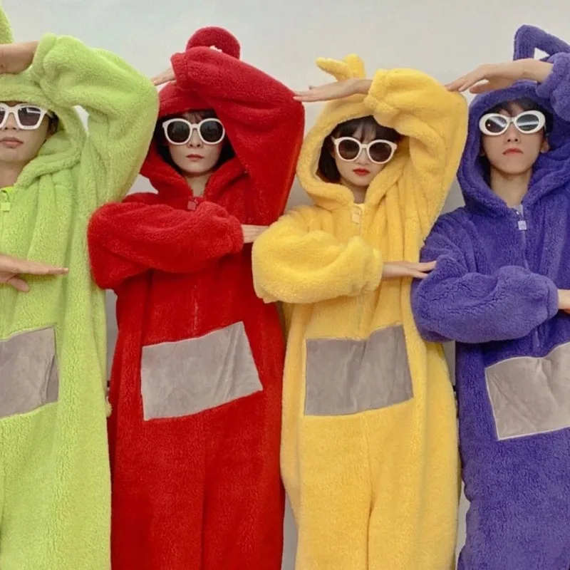 Teletubbies Kawaii الإبداعية الكرتون منامة للبالغين والأطفال الذكور/الإناث عيد الميلاد الترفيه ارتداء مريحة النوم دعوى