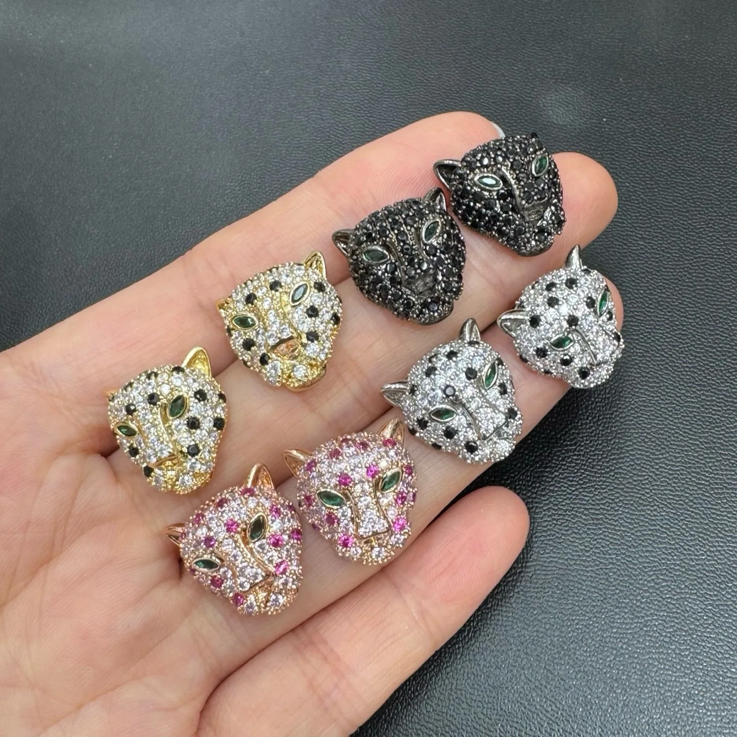 Fashion Light Luxury Leopard Head Earrings Delicate Micro Paved Multi-Color Zircon Animal Design Women Unique Party Jewelry Gift