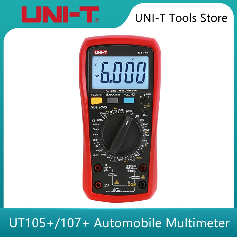 

Автомобильный мультиметр UNI-T UT105 + UT107 +, высокоточный Автомобильный мультиметр True RMS, Автоматический диапазон, цифровой мультиметр с фактическим значением