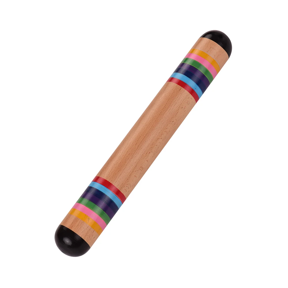 Wooden Rainstick Rainmaker Rain Shaker Musical Instrument Toy Rainbow Colored for Kids Adults