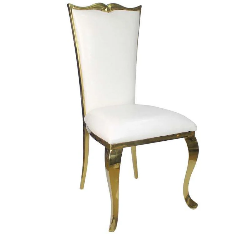 

wholesale morden gold metal leather banquet dining wedding event stainless steel tiffany tables chairs for restaurant