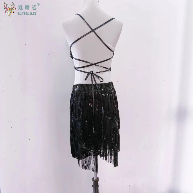 Buikdans Oefenkleding Vrouwen Backless Pailletten Vlinder Camis Tank Top + Kwastje Hippe Sjaal Accessoires Volwassen Jazzdans Set